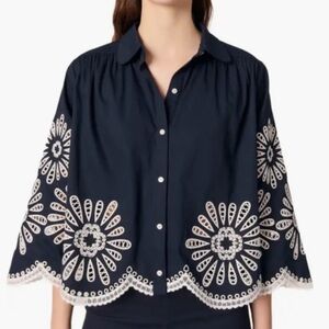 Maje Cuba Cropped Crochet Detail Blouse sz. 0